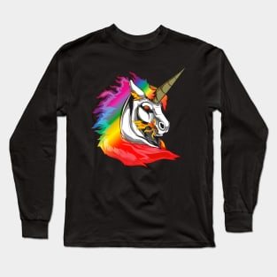 Cute Metal Rainbow Unicorn Metallic Mythical Horse Long Sleeve T-Shirt